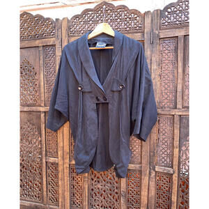Scout Brand Black Draped Open Front Cocoon Jacket With Shawl Collar Size M